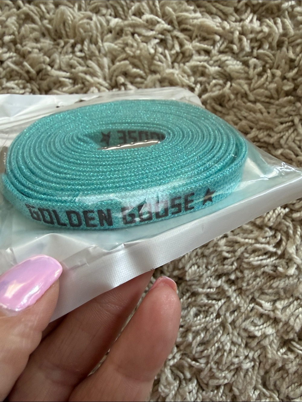 Golden Goose Turquoise Glitter Shoelace Pair size 110 - Picture 4 of 4